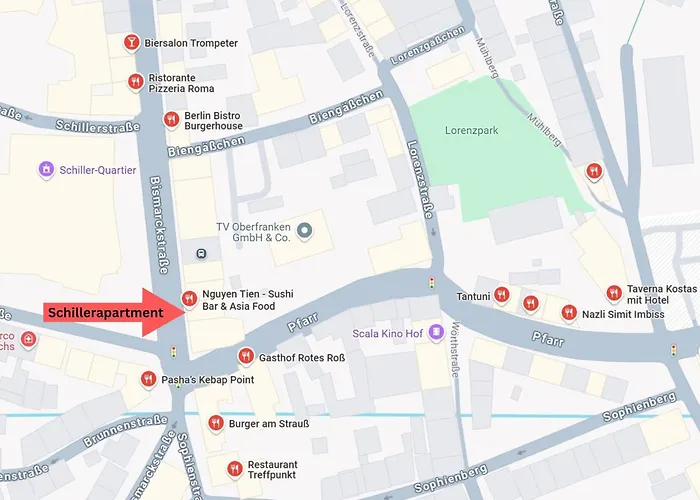 Schillerapartment Hof, Kueche, 24h Digital-checkin, Parkplatz, Wlan250mbit Hof (Bavaria)